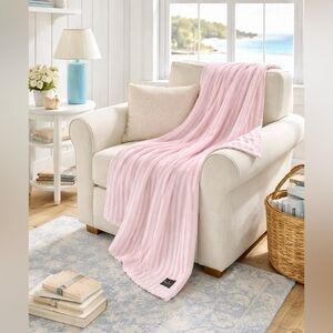 NEW!! Kate Spade pink coastal stripe plush throw blanket